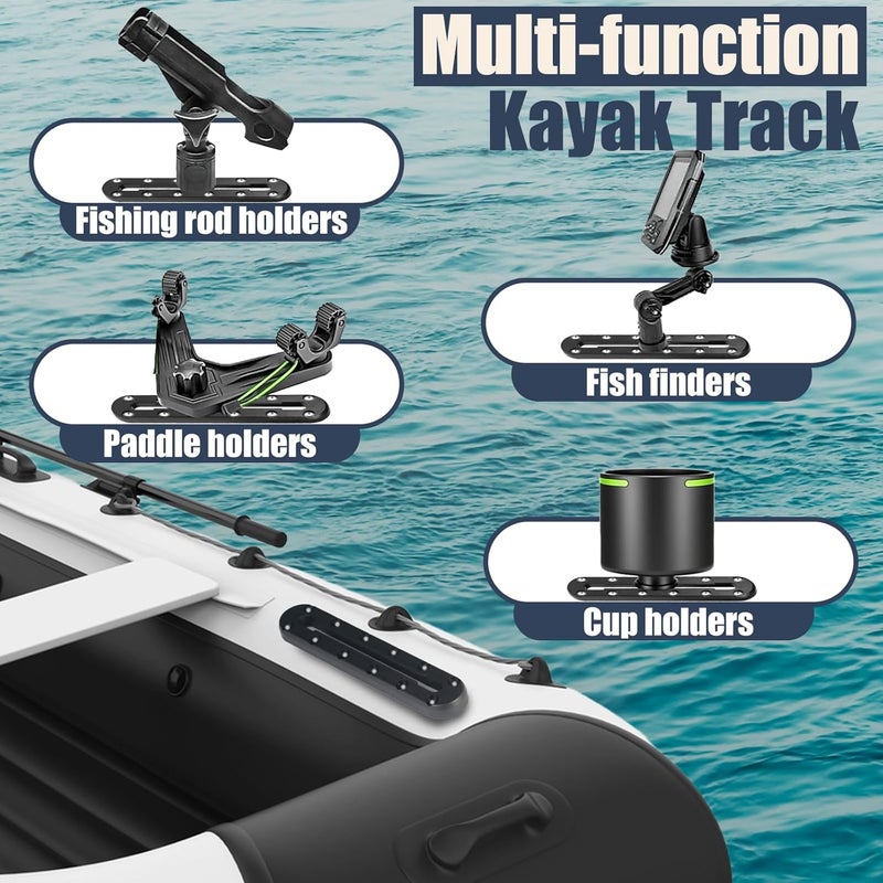 PIHIL Store 9 in Kayak Track Mount, Kayak Rail Track,Kayak Low Profile Gear Track for Fishing Rod Holder, Cup Holder, Paddle Holders, Anchor Cleats,Kayak Track Accessories,12 Holes, 4 Pieces - Image 3